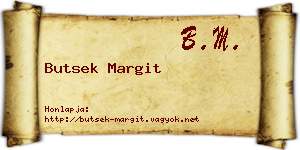 Butsek Margit névjegykártya